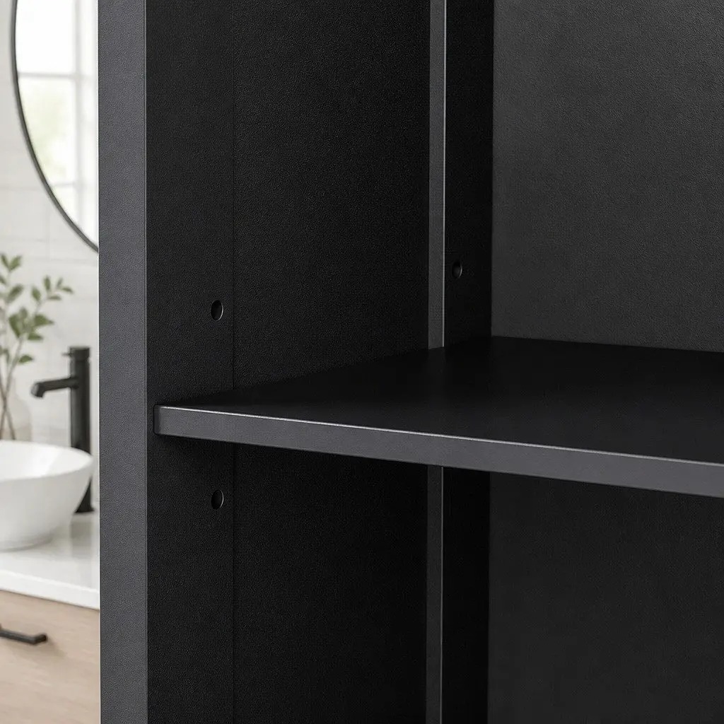 Freestanding Bathroom Cabinet Tall Storage Unit 166cm Black with Adjustable Shelves