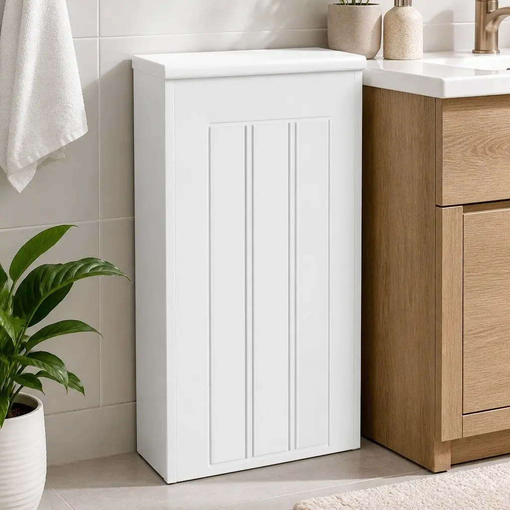 Bathroom Storage Box Slim Toilet Paper Organiser Container 30x15x35cm White