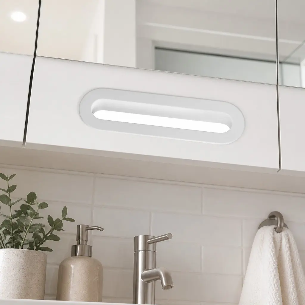 Bathroom Mirror Cabinet LED Lighting White Magnifying Tissue Slot Storage