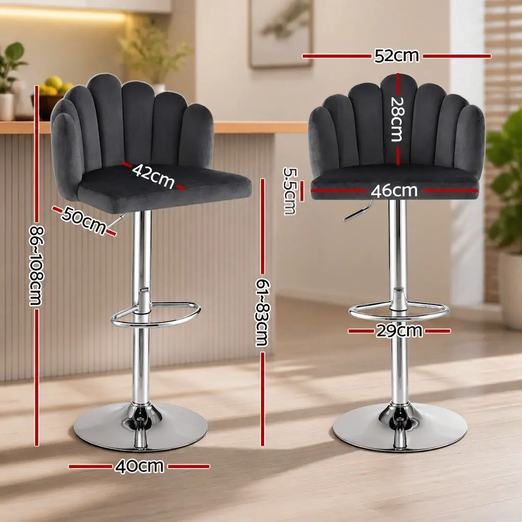 Bar Stools Set of 2 with Velvet Upholstery