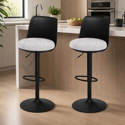 Bar Stools Set of 2 Swivel Gas Lift Kitchen Counter Dining Chairs Black Curved