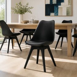 Comfortable and Durable Set of 4 Black Dining Chairs