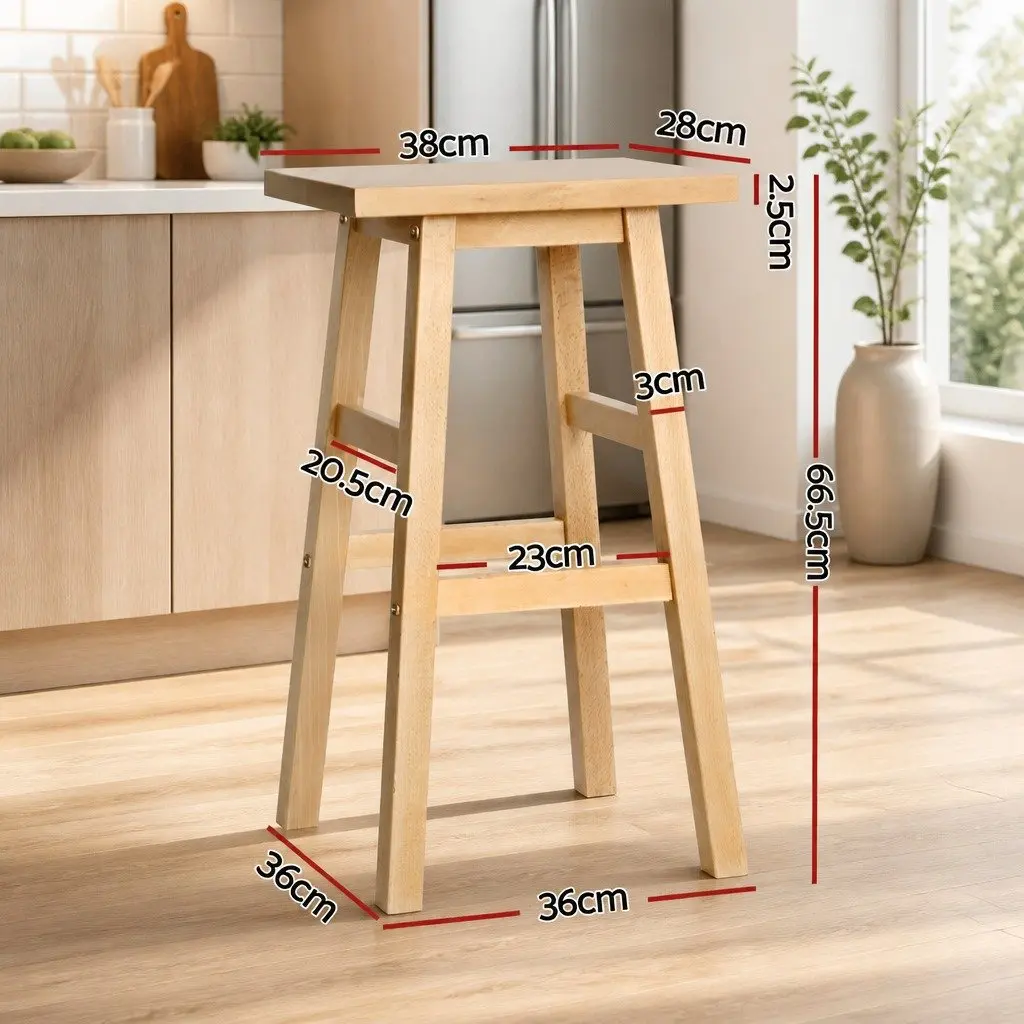 Bar Stools Kitchen Counter Wooden Chairs Natural Light Wood Tone Set 2 Piece