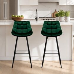 Quality Green Velvet Bar Stools - Comfortable and Stylish Set