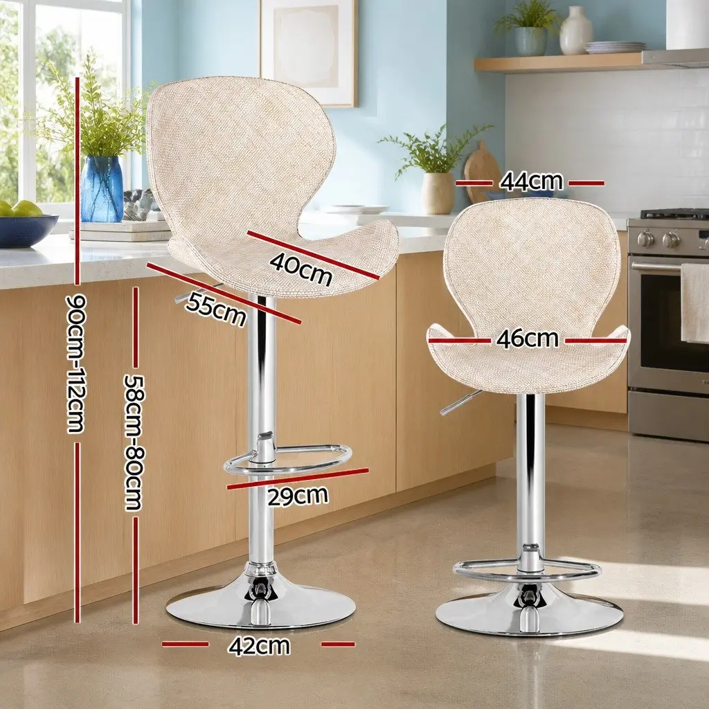 Bar Stools Set of 2 Swivel Gas Lift Kitchen Counter Chair Wing PE Rattan Beige