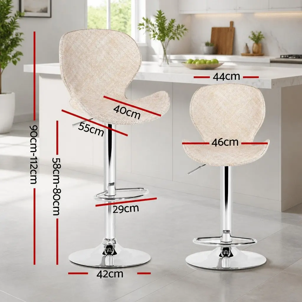 Bar Stools Set of 4 Swivel Gas Lift Counter Chair Wing Rattan Beige Kitchen