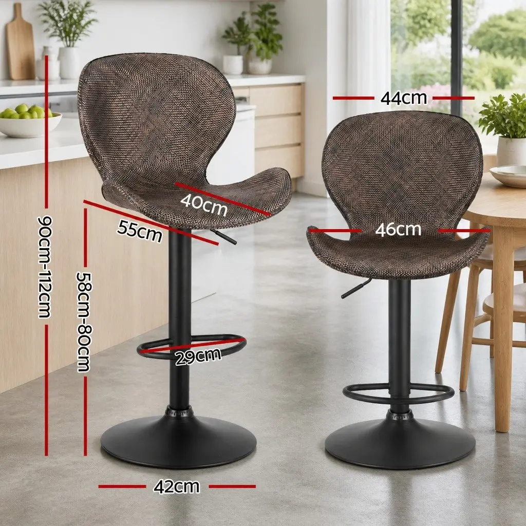 Set of 2 Bar Stools with Gas Lift
