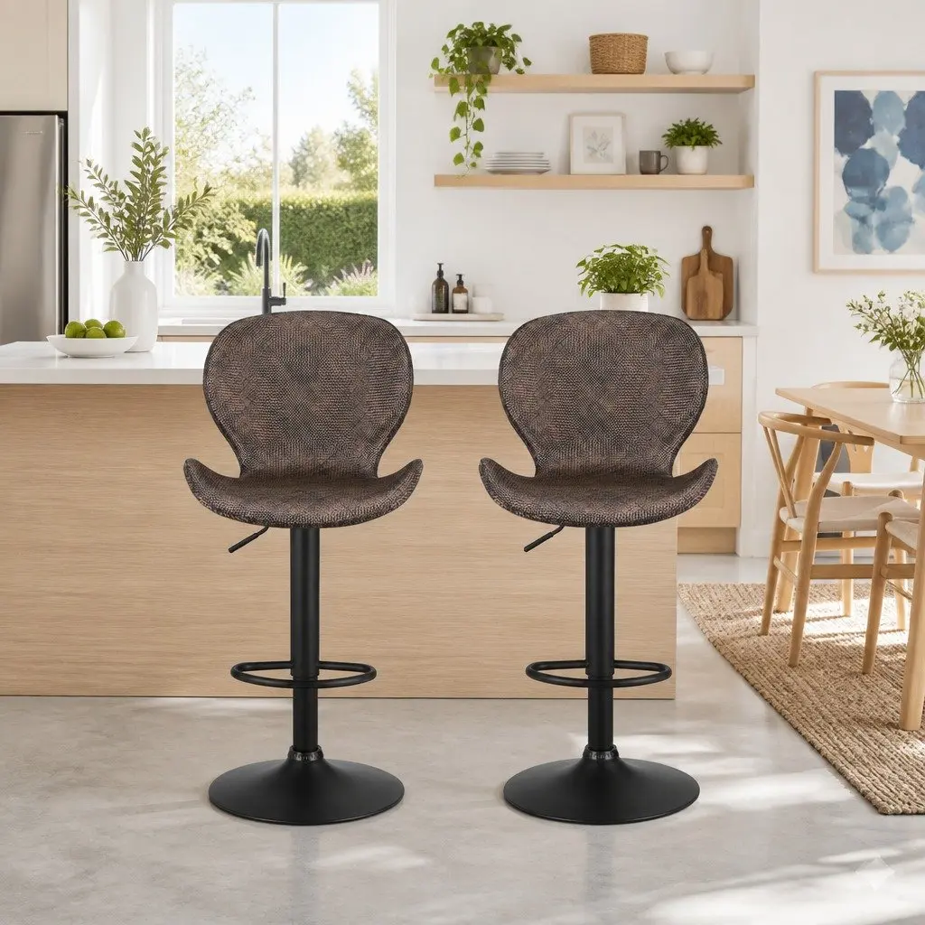 Set of 2 Bar Stools with Gas Lift