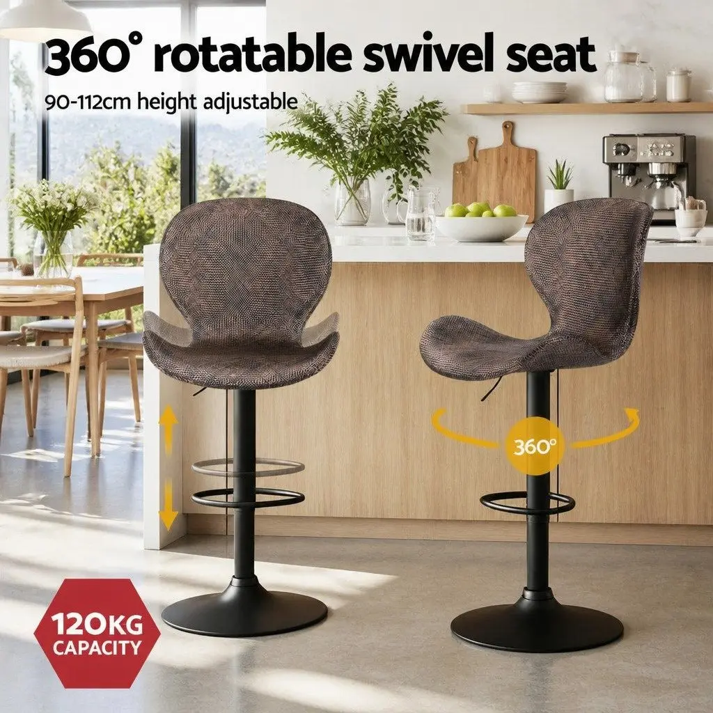 Set of 2 Bar Stools with Gas Lift