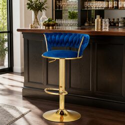 Reliable Navy Blue Bar Stools with Gas Lift and Swivel Feature