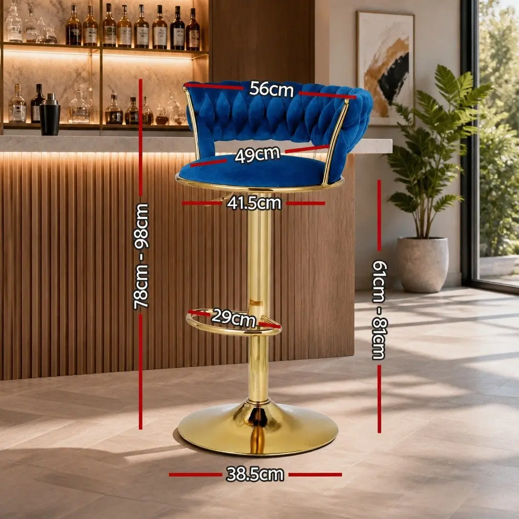 Velvet Bar Stools with Backrest and Lift