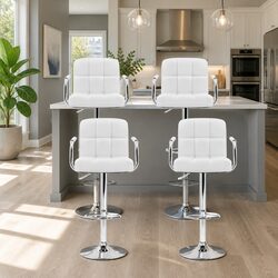 Comfortable Bar Stools Set of 4 with Armrests and Swivel