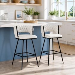 Value Pack of 2 Velvet Bar Stools with Cushioned Support