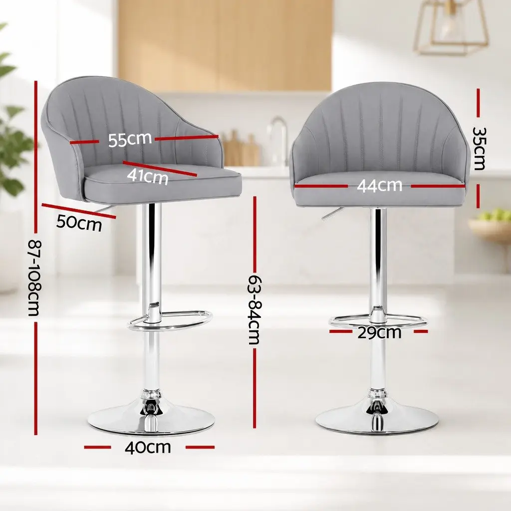 Bar Stools Set of 4 Swivel Gas Lift Counter Height Kitchen Chair Grey Shell