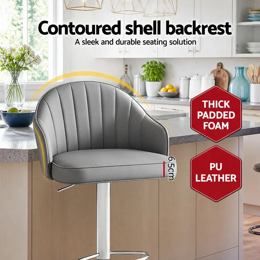 Bar Stools Set of 4 Swivel Gas Lift Counter Height Kitchen Chair Grey Shell