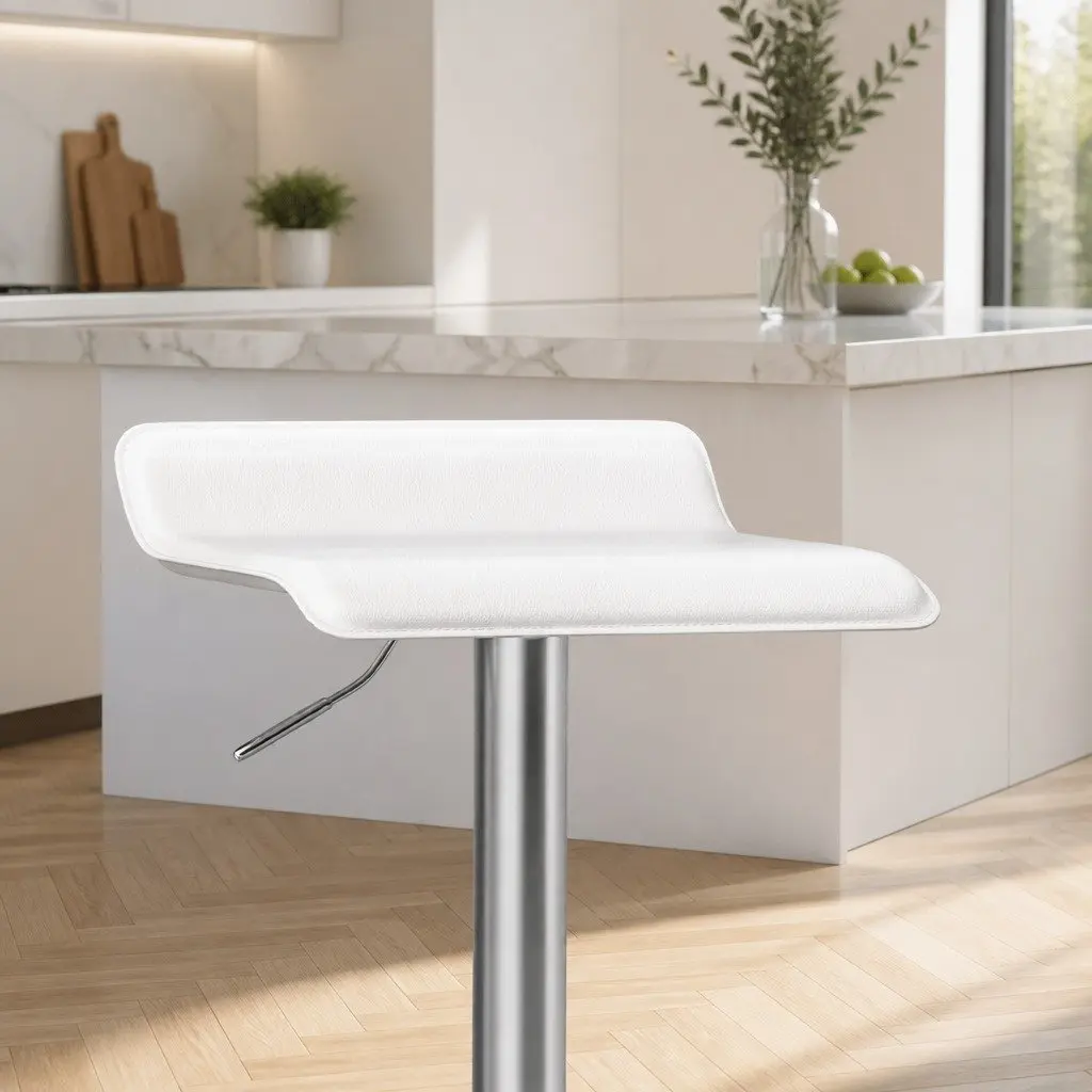 Bar Stools Set of 4 Adjustable Height Swivel White Kitchen Counter Seating