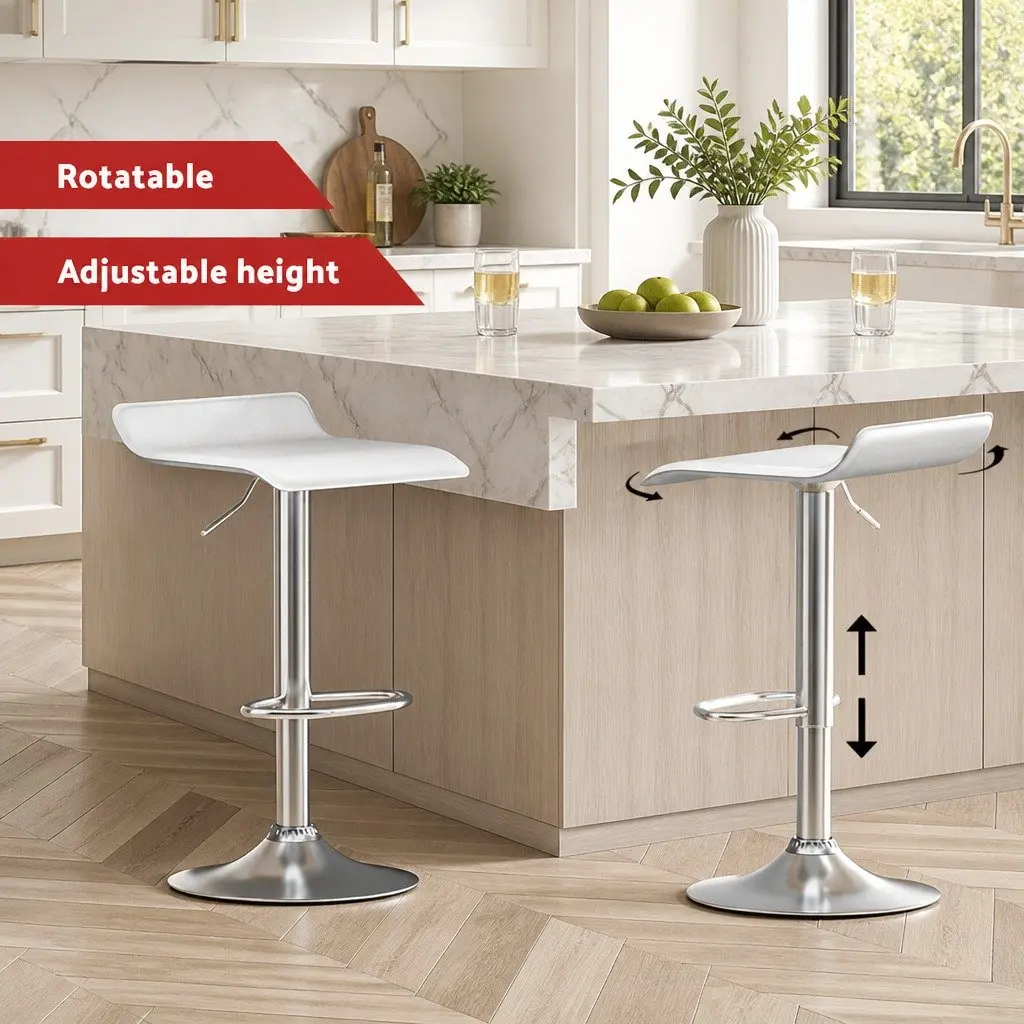 Bar Stools Set of 4 Adjustable Height Swivel White Kitchen Counter Seating