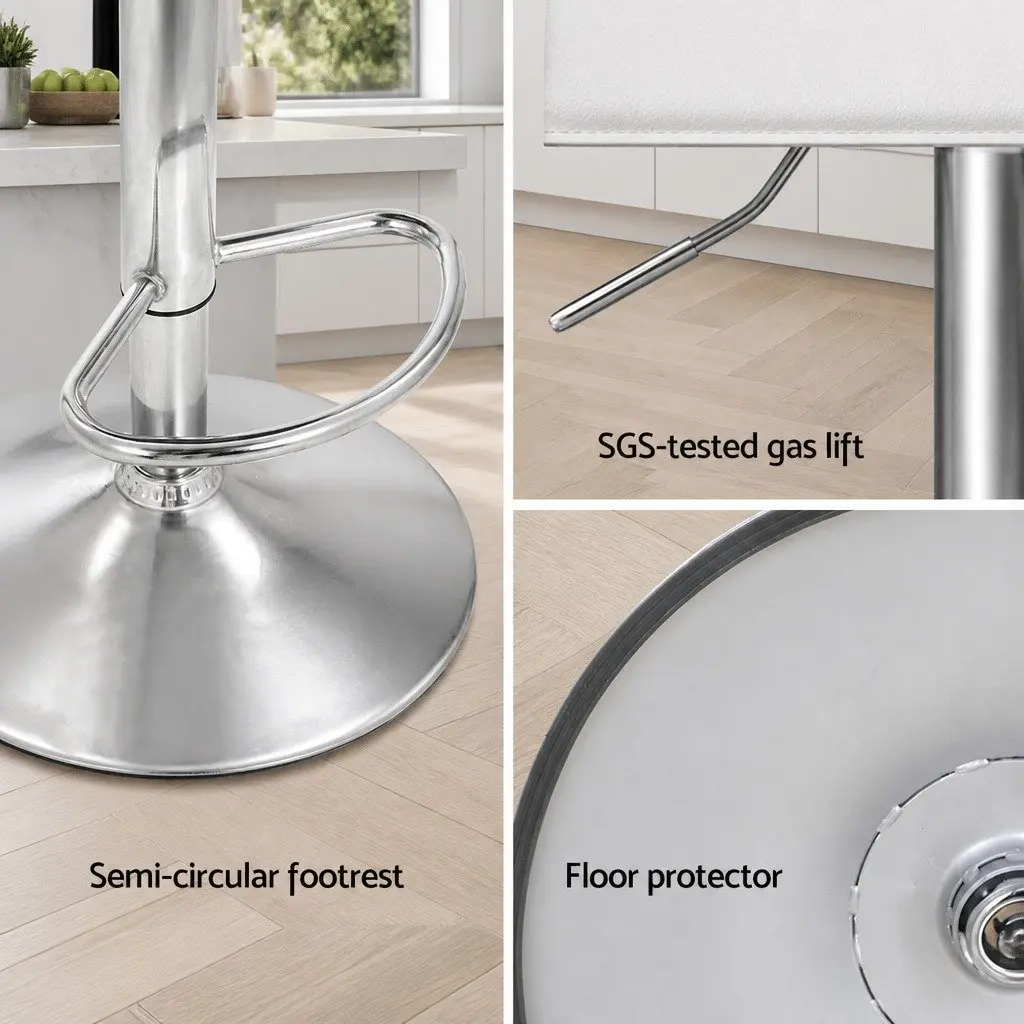 Bar Stools Set of 4 Adjustable Height Swivel White Kitchen Counter Seating
