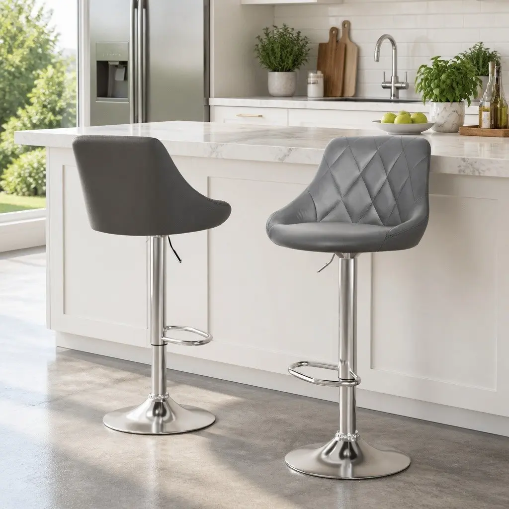 Grey Bar Stools Set of 2