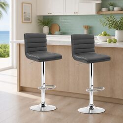 Comfortable Grey Bar Stools with Gas Lift - Set of 2