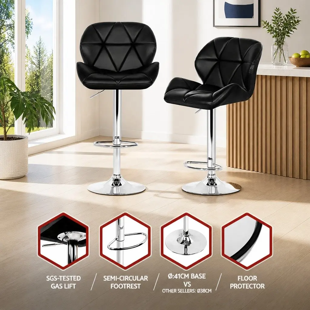 Bar Stools Adjustable Height Swivel Seat Black Set of 4