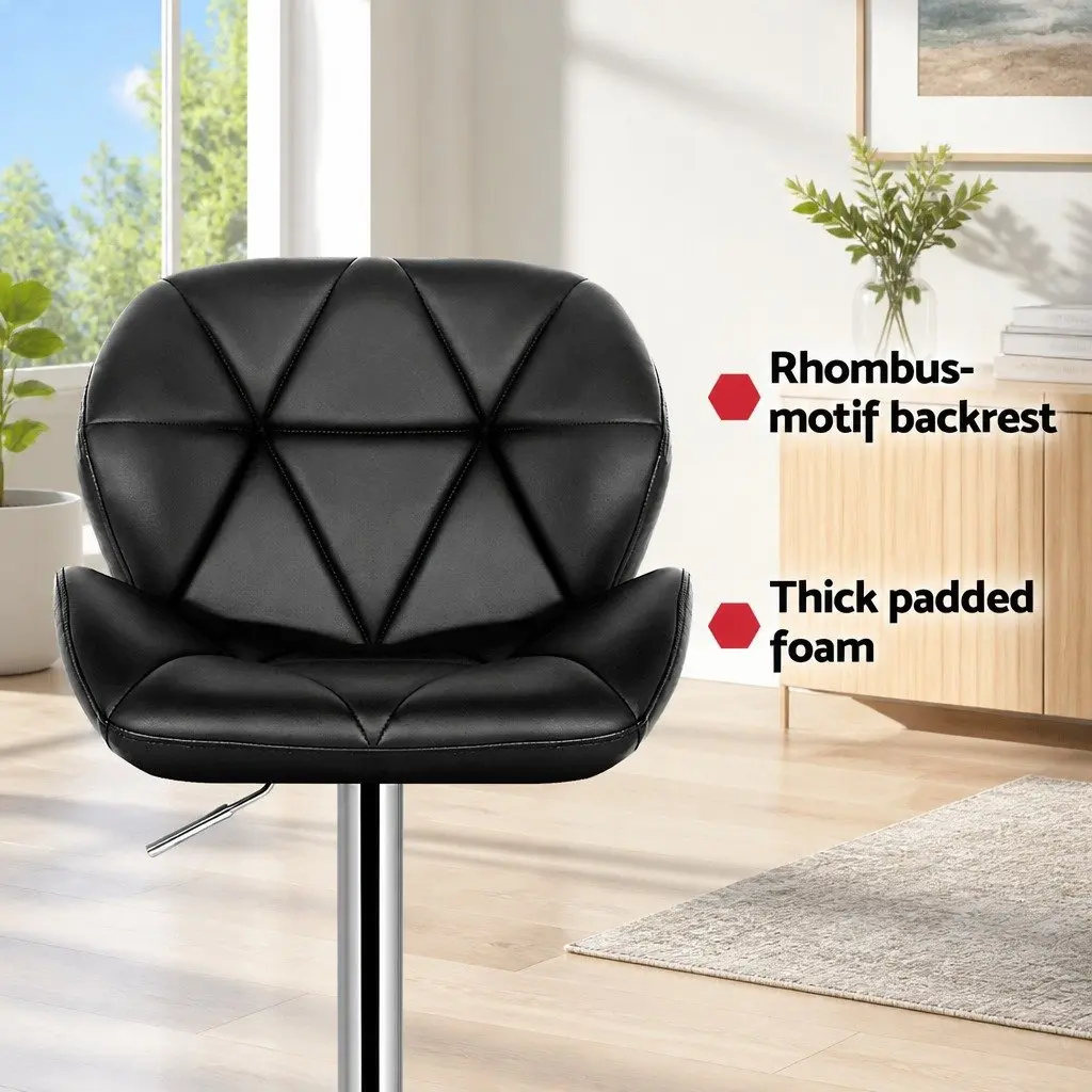 Bar Stools Adjustable Height Swivel Seat Black Set of 4