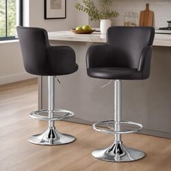 Comfortable Brown Bar Stools with Adjustable Features