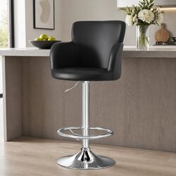 Comfortable and Durable Black PU Leather Bar Stool