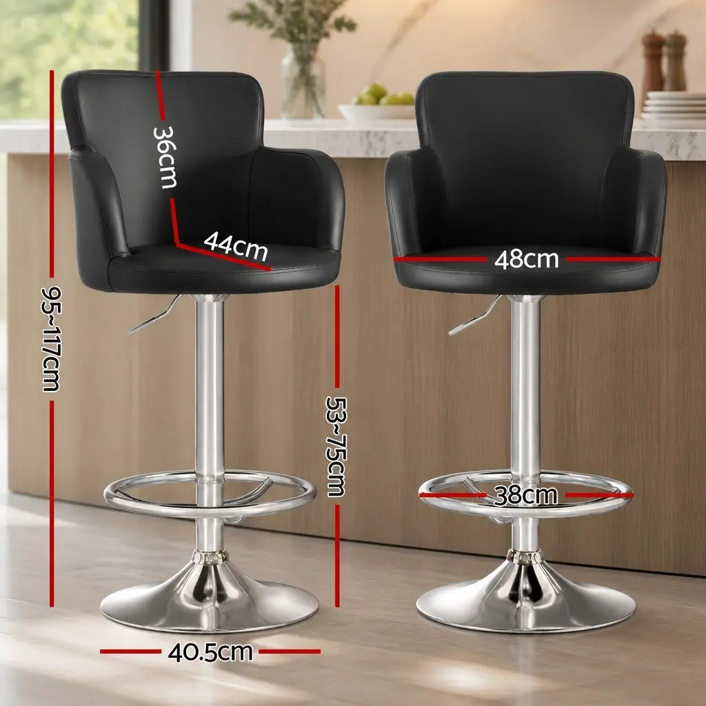 Bar Stool Swivel Adjustable Gas Lift PU Leather Counter Chair Black