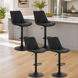 Value-Driven Set of 4 Black Bar Stools with Comfort