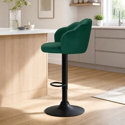 Comfortable Adjustable Height Velvet Bar Stools - Set of 2
