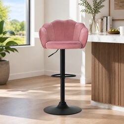 Quality Pink Velvet Bar Stools - 4 Pack with Modern Design