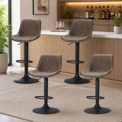 Comfortable and Practical Vintage Bar Stools Set of 4 in Brown