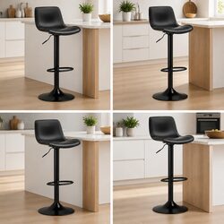 Bar Stools Set of 4 Padded Seat Gas Lift Swivel Black Kitchen Dining Chairs