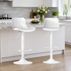 Comfortable and Practical White Bar Stools - Set of 2