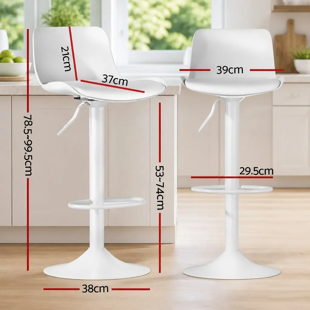 Bar Stools Set of 4 Kitchen Swivel Gas Lift Dining Chairs White Adjustable