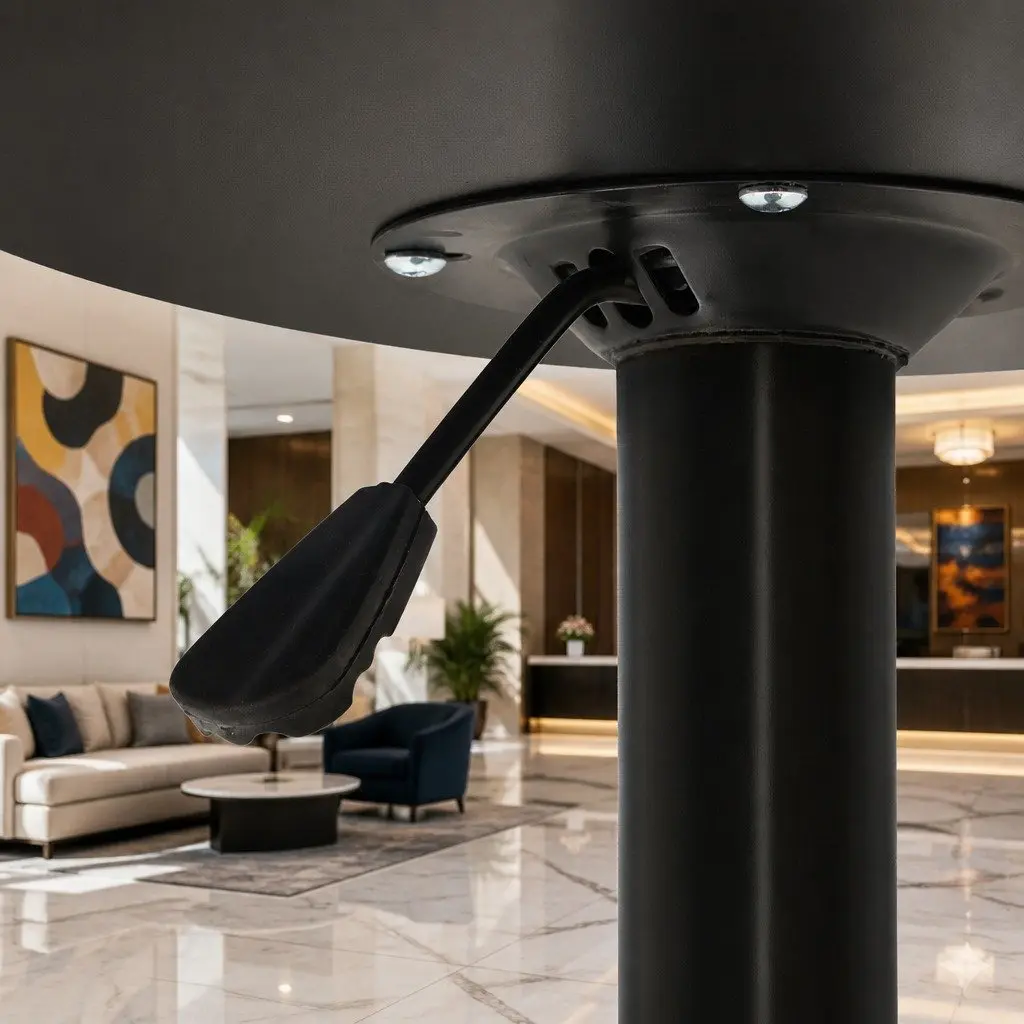 Round Bar Table Gas Lift Adjustable Height Swivel Dining Indoor Outdoor Black