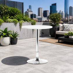 Round Bar Table Gas Lift Height Adjustable White Dining
