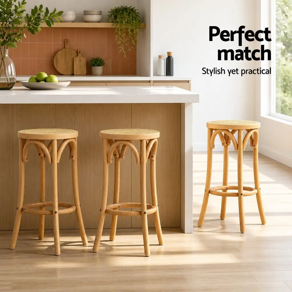 Bar Stool with Rattan Seat