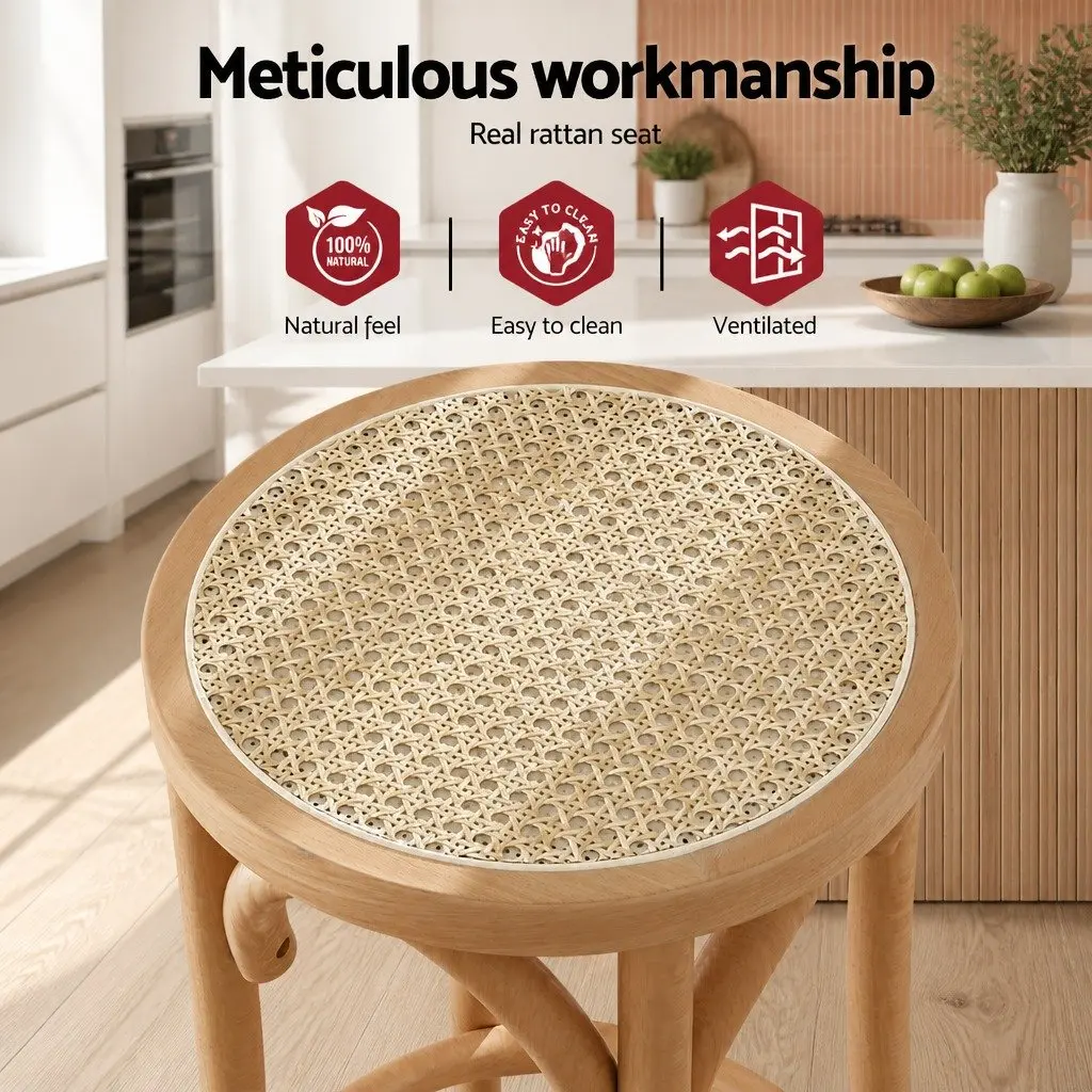 Bar Stool with Rattan Seat