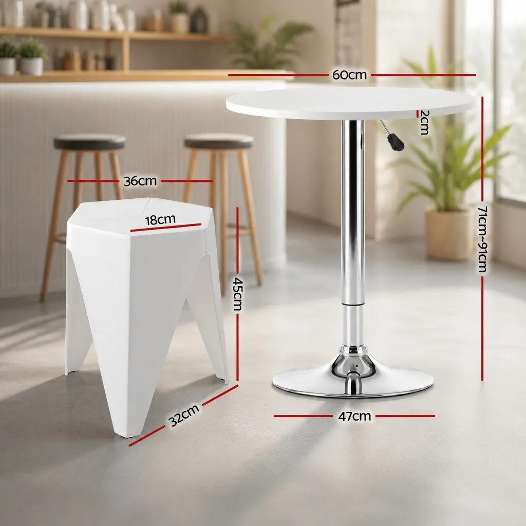 Bar Stools and Table Set 3 Piece Dining Kitchen Chairs Cafe Pub White Modern