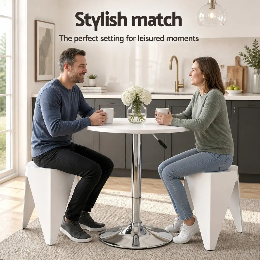 Bar Stools and Table Set 3 Piece Dining Kitchen Chairs Cafe Pub White Modern
