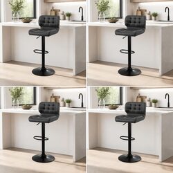 Practical and Stylish Grey Gas Lift Bar Stools Set of 4