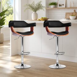 Comfort-Focused Black Bar Stools with Gas Lift & Armrests
