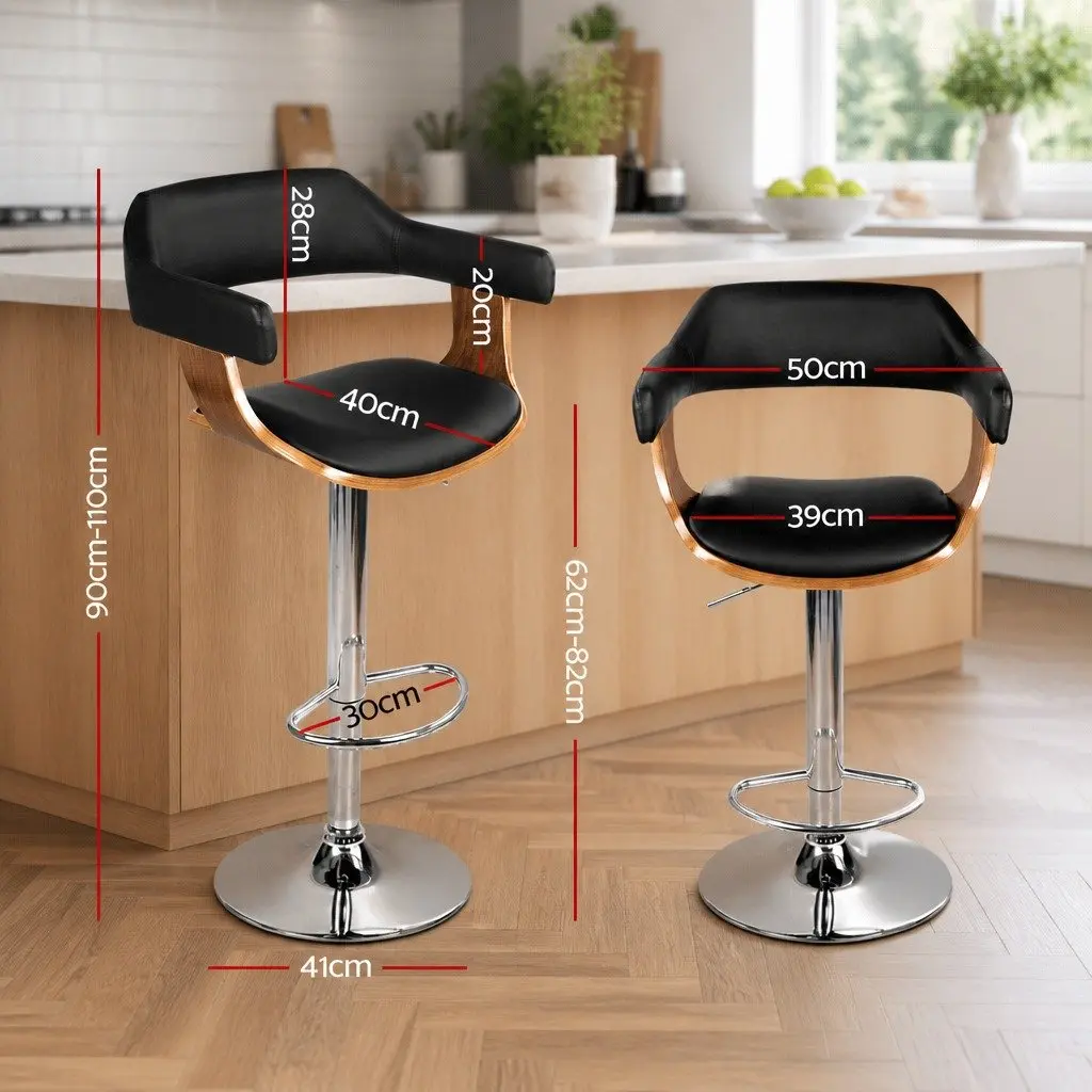 Swivel Bar Stool with Chrome and Wooden Elements