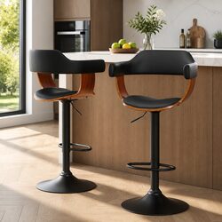 Comfortable Black Bar Stools with Armrests and Gas Lift - Value Set