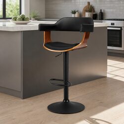 Comfortable and Sturdy Black Bar Stools with Armrest