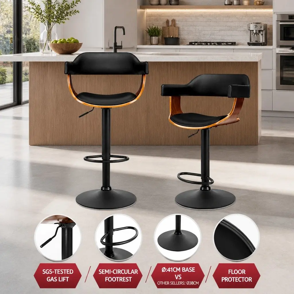 Black Bar Stools with Armrest