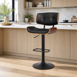 Comfortable Bar Stool with Padded Seat and Steel Base