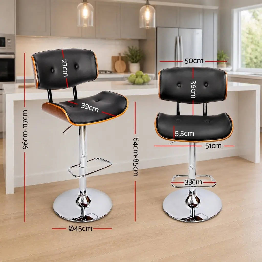 Black Bar Stool with Durable Chrome Base